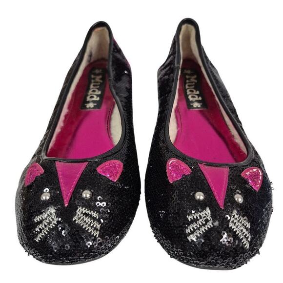 Mudd Mouse Cat Face Pink Black Sequined Ballet Flats Womens Size 9.5M Shoes - Picture 2 of 6